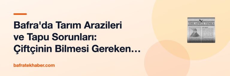 Bafra'da Tarım Arazileri ve Tapu Sorunları: Çiftçinin Bilmesi Gereken Hukuki Süreç